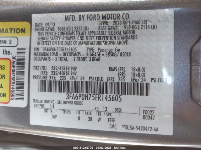 3FA6P0H75ER145605 Ford FUSION SE