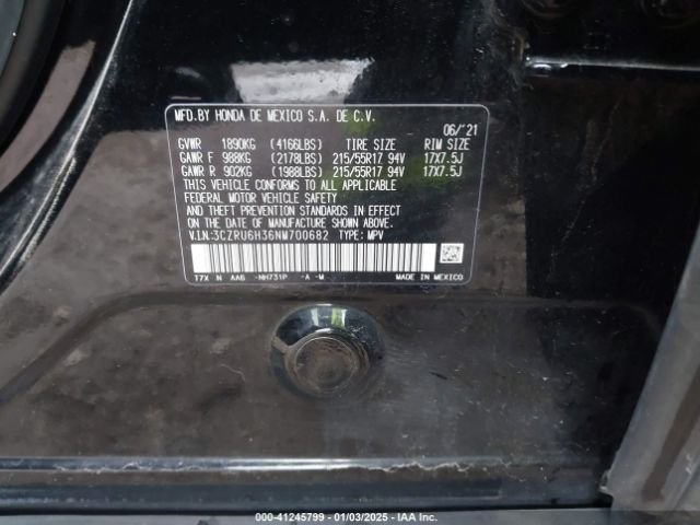 3CZRU6H36NM700682 Honda Hr-v Awd Lx
