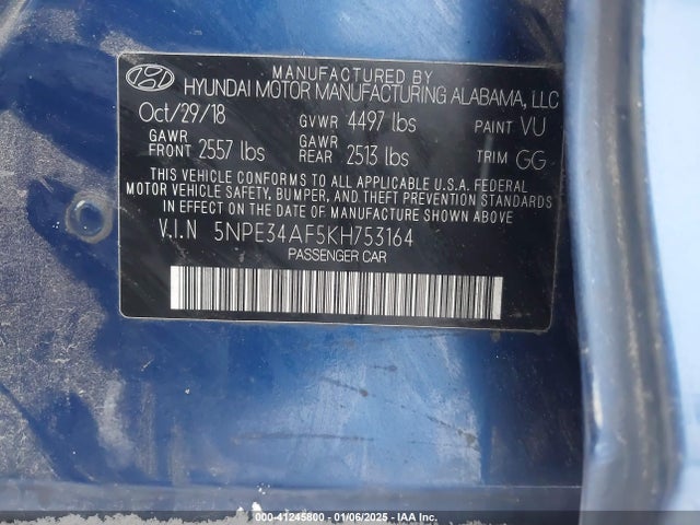 Hyundai SONATA SEL 2019 5NPE34AF5KH753164 Image 9