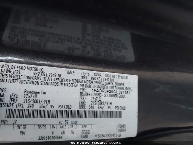 Ford FOCUS SE 2016 1FADP3F29GL391381 Image 9