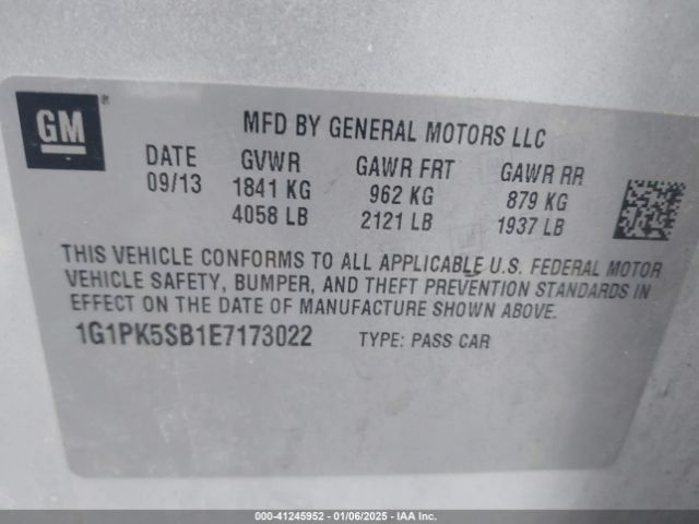 1G1PK5SB1E7173022 Chevrolet CRUZE LT