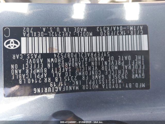 5YFEPRAE2LP087524 Toyota COROLLA LE