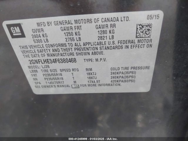 2GNFLHE34F6380468 Chevrolet Equinox Ltz