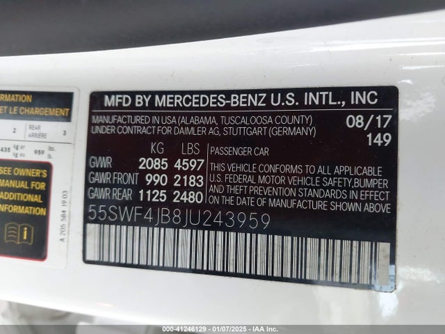 55SWF4JB8JU243959 Mercedes-Benz C 300