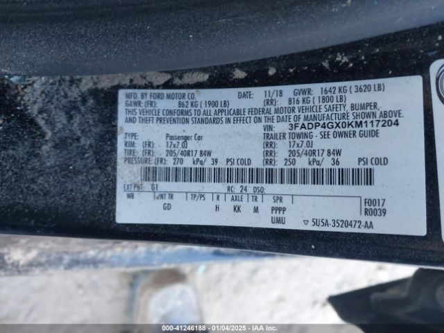 3FADP4GX0KM117204 Ford FIESTA ST