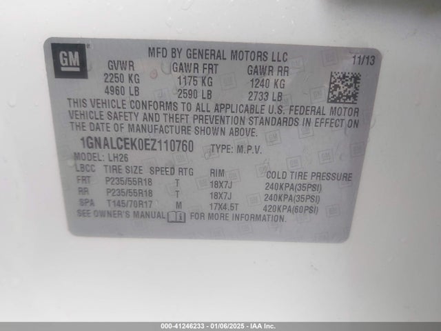 Chevrolet Equinox 2lt 2014 1GNALCEK0EZ110760 Image 9