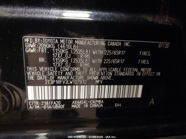 2T3P1RFV3LW127912 Toyota Rav4 Xle