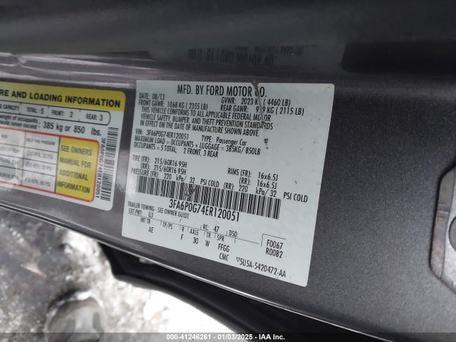 3FA6P0G74ER120051 Ford FUSION S