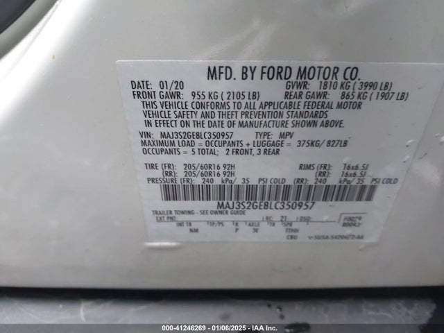 MAJ3S2GE8LC350957 Ford Ecosport Se
