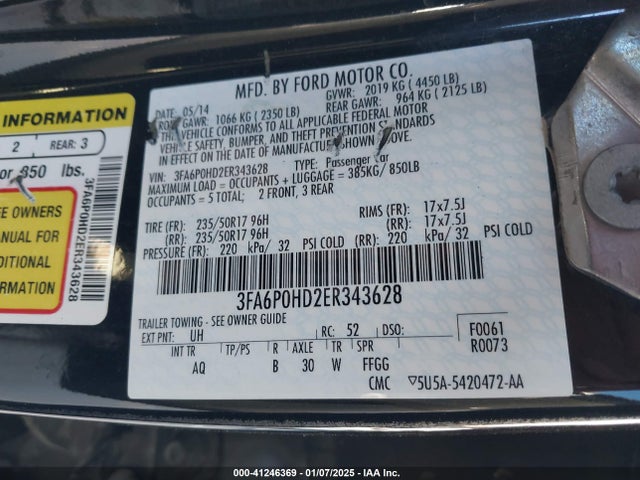 Ford FUSION SE 2014 3FA6P0HD2ER343628 Image 9