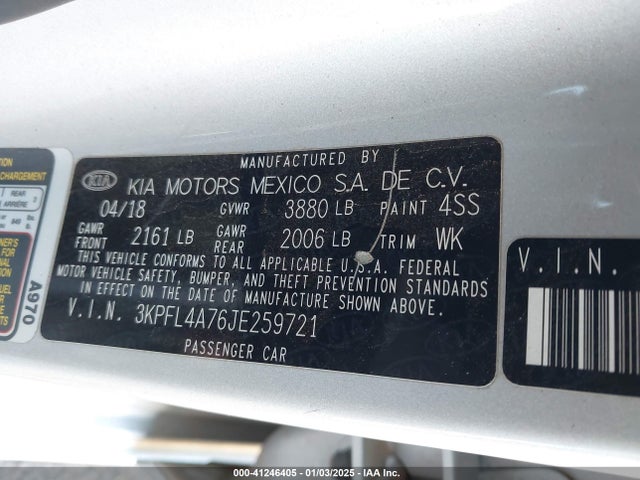 KIA FORTE LX 2018 3KPFL4A76JE259721 Image 9