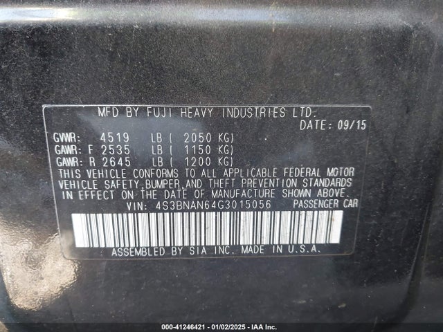 4S3BNAN64G3015056 Subaru Legacy 2.5i Limited