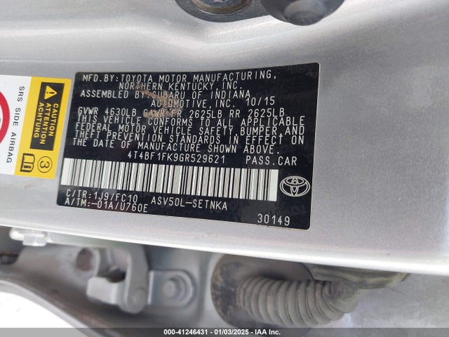 Toyota CAMRY LE 2016 4T4BF1FK9GR529621 Image 9