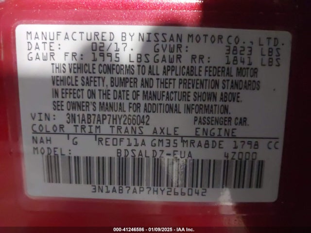3N1AB7AP7HY266042 Nissan SENTRA SV
