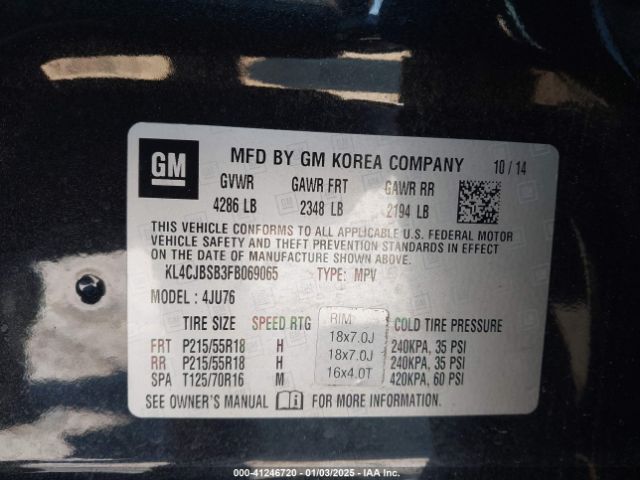 KL4CJBSB3FB069065 Buick Encore Convenience