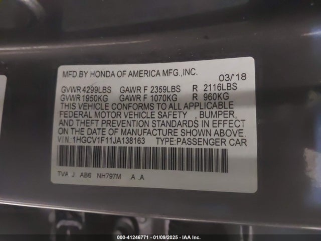 1HGCV1F11JA138163 Honda ACCORD LX