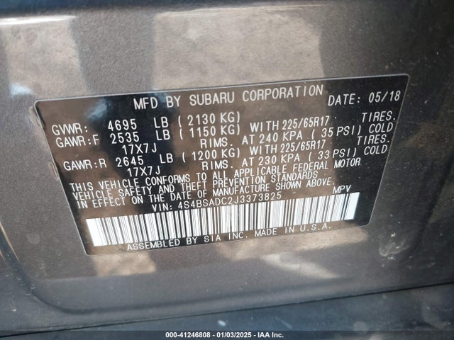 4S4BSADC2J3373825 Subaru Outback 2.5i Premium