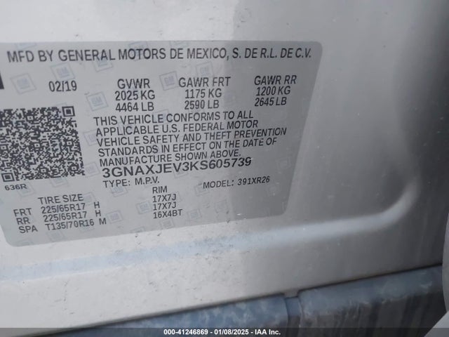 Chevrolet EQUINOX LT 2019 3GNAXJEV3KS605739 Image 9