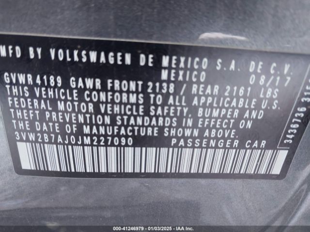 3VW2B7AJ0JM227090 Volkswagen Jetta 1.4t S