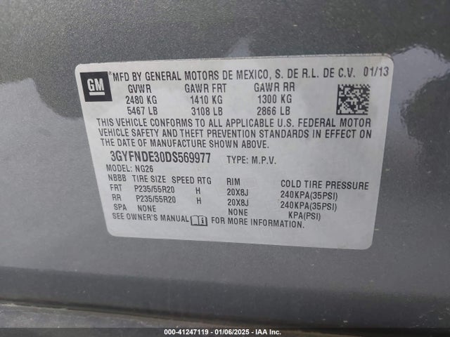 2013 CADILLAC SRX 3GYFNDE30DS569977 Photo 8