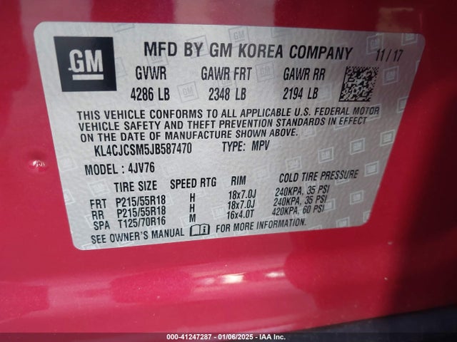 KL4CJCSM5JB587470 Buick Encore Essence