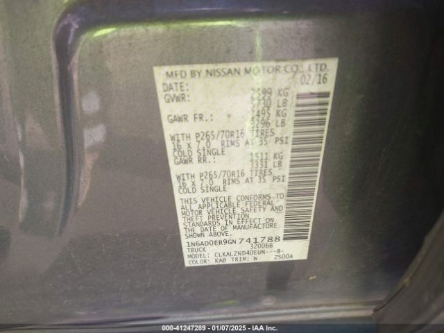 1N6AD0ER9GN741788 Nissan 2016