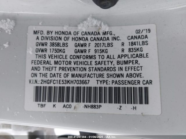 2HGFC1E53KH703667 Honda CIVIC SI