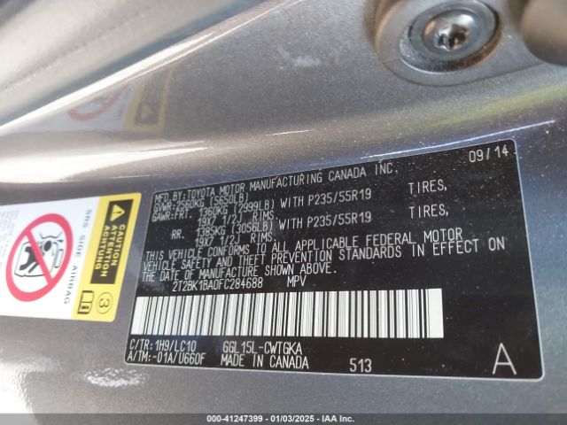 2T2BK1BA0FC284688 Lexus RX 350