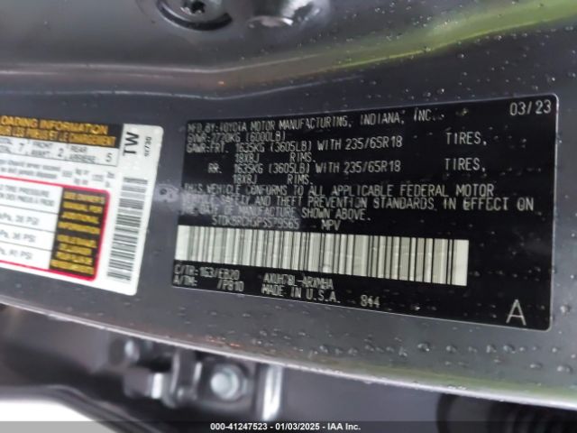 5TDKBRCH3PS579565 Toyota Highlander Hybrid Xle