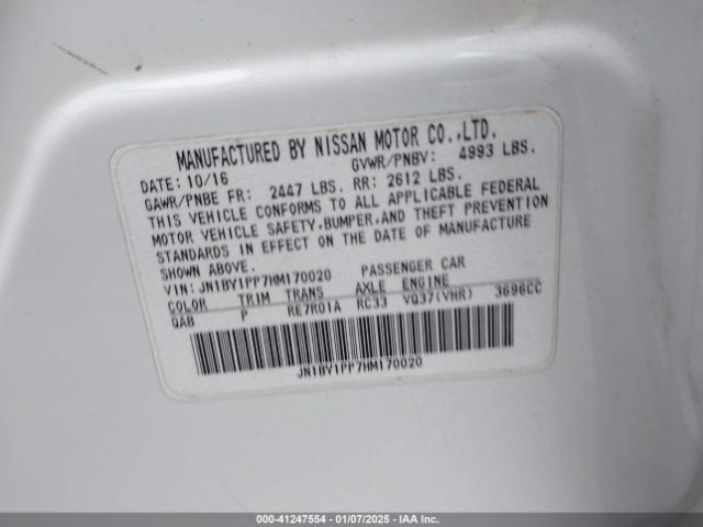 JN1BY1PP7HM170020 Infiniti Q70l 3.7