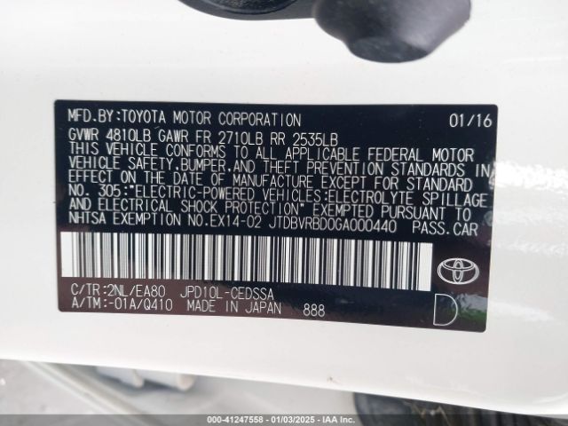 JTDBVRBD0GA000440 Toyota Mirai