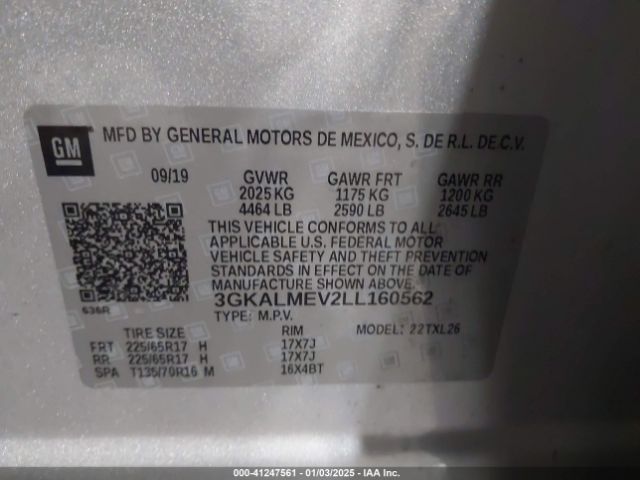 3GKALMEV2LL160562 GMC Terrain Fwd Sle