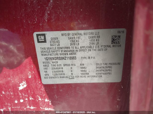1GYKNDRS8HZ118983 Cadillac XT5 LUXURY
