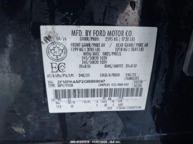 2016 FORD EDGE 2FMPK4AP2GBB69047 Photo 8