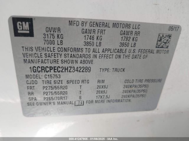1GCRCPEC2HZ342289 Chevrolet Silverado 1500 Custom