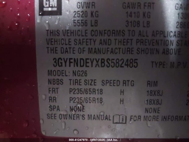 2011 CADILLAC SRX 3GYFNDEYXBS582485 Photo 8