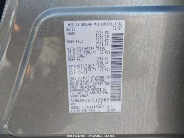 5N1DL0MN8JC512082 Infiniti QX60