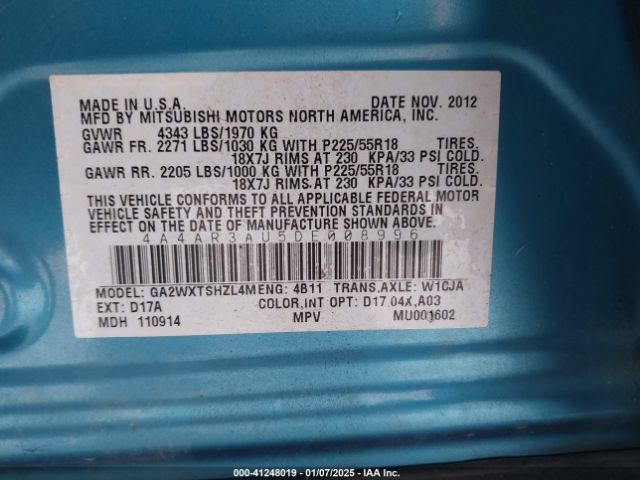 2013 MITSUBISHI OUTLANDER SPORT 4A4AR3AU5DE008996 Photo 8