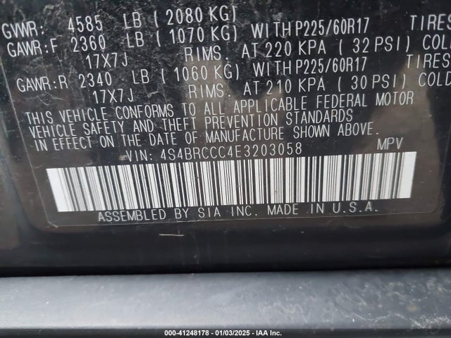 Subaru Outback 2.5i Premium 2014 4S4BRCCC4E3203058 Image 9