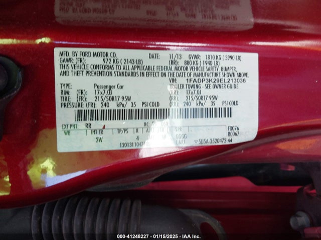 Ford FOCUS SE 2014 1FADP3K29EL213036 Image 9