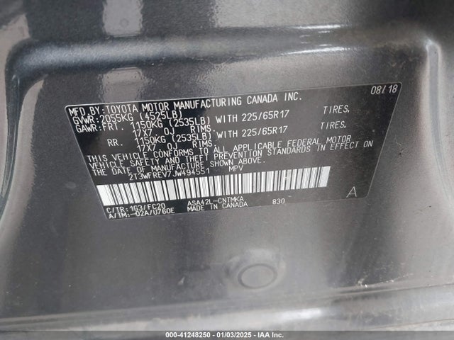 2T3WFREV7JW494551 Toyota Rav4 Adventure/xle