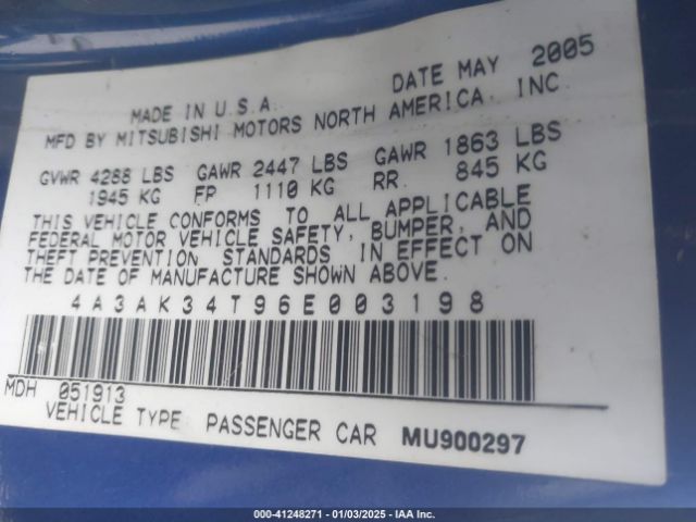 2006 MITSUBISHI ECLIPSE 4A3AK34T96E003198 Photo 8