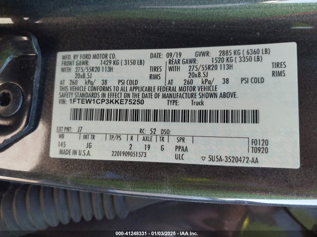 Ford F-150 Xl 2019 1FTEW1CP3KKE75250 Image 9