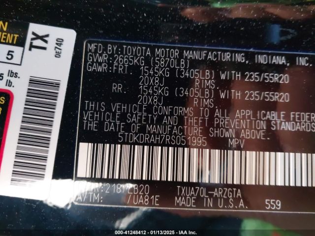 2024 TOYOTA HIGHLANDER 5TDKDRAH7RS051995 Photo 8