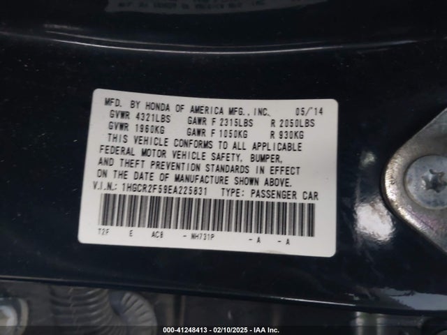 1HGCR2F59EA225831 Honda Accord Sport