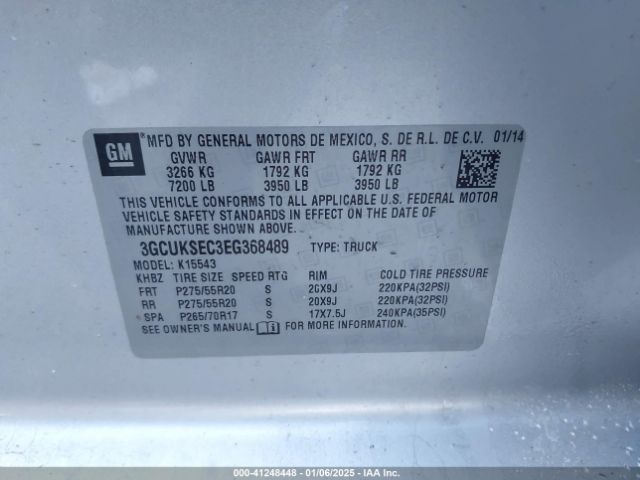 3GCUKSEC3EG368489 Chevrolet Silverado 1500 1lz