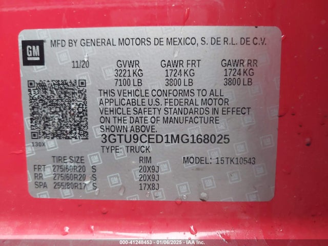 GMC Sierra 1500 4wd  Short Box Elevation 2021 3GTU9CED1MG168025 Image 9