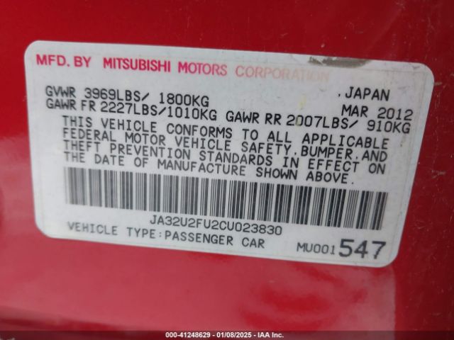 2012 MITSUBISHI LANCER JA32U2FU2CU023830 Photo 8