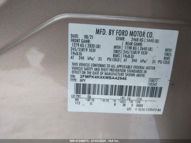 2021 FORD EDGE 2FMPK4K9XMBA42946 Photo 8