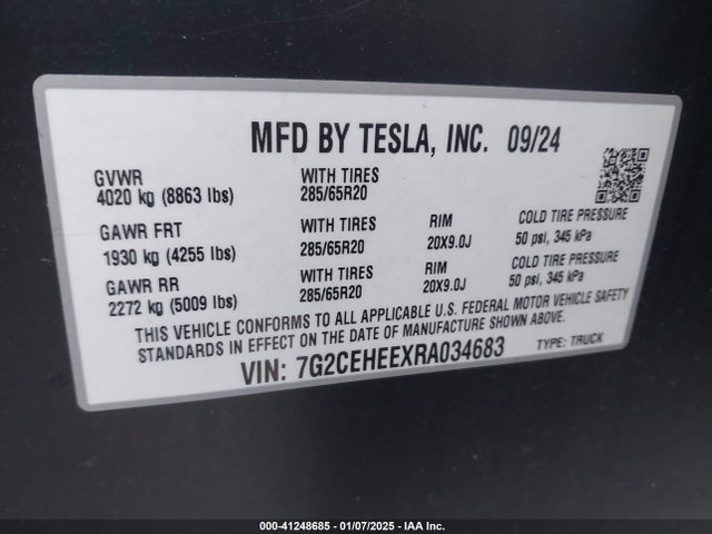 2024 TESLA CYBERTRUCK 7G2CEHEEXRA034683 Photo 8